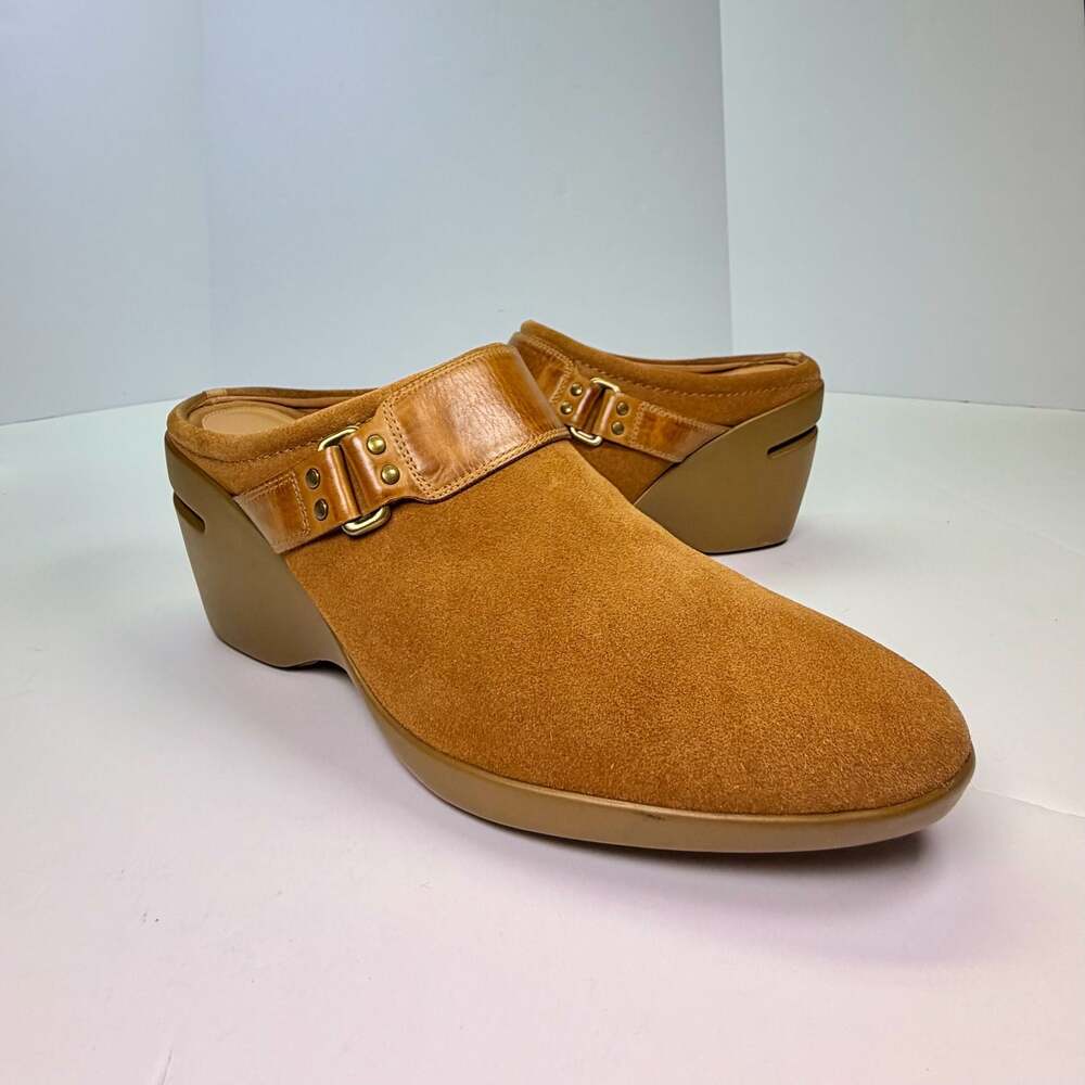 Cole Haan Women's Brown Suede Wedge Mule Clogs with Buckle Detail Size 8.5 B - Picture 15 of 15